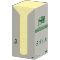 Post-it Recycled Sticky Notes 76 x 76 mm Canary Yellow 16 Pads of 100 Sheets