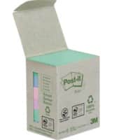 Post-it Recycled Sticky Notes 38 x 51 mm Pastel Rainbow Colours 6 Pads of 100 Sheets
