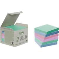 Post-it Recycled Sticky Notes 76 x 76 mm Pastel Rainbow Assorted Colours 6 Pads of 100 Sheets