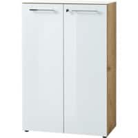 GERMANIA Non Height Adjustable Filing Cabinet Oak 800 (W) x 370 (D) x 1,200 (H) mm Chipboard, Glass