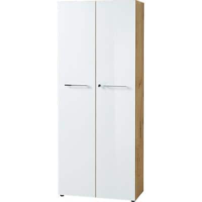 GERMANIA Non Height Adjustable Filing Cabinet Navarra Oak White 800 x 370 x 1,960 mm