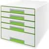 Leitz WOW Cube Desk Drawer Filing Unit Dual Colour 5 Drawers A4 White, Green 28.7 x 27 x 36.3 cm