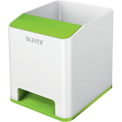Leitz WOW Sound Pencil Pot Dual Colour White, Green 9 x 10 x 10.1 cm