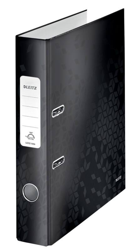 Leitz 180° WOW Narrow Lever Arch File A4 50 mm Black 2 Rings 1006 Laminated Cardboard Portrait