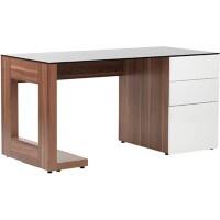 Alphason Rectangular Chunky Desk with Walnut MDF & Glass Top and 3 Drawers Sorbonne 1500 x 815 x 230mm