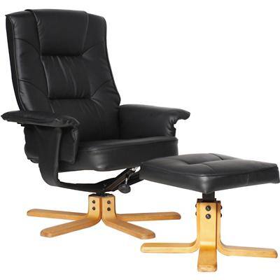 Alphason 360° Swivel Reclining Chair with Footstool, Armrest and Adjustable Seat Drake Recliner Black