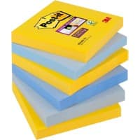 Post-it Super Sticky Notes 76 x 76 mm New York Assorted Colours 6 Pads of 90 Sheets