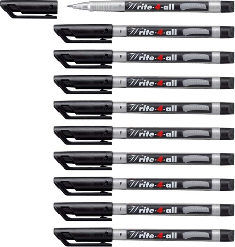 STABILO Write-4-all 156/46 Permanent Marker Fine Bullet Black Water Resistant Pack of 10