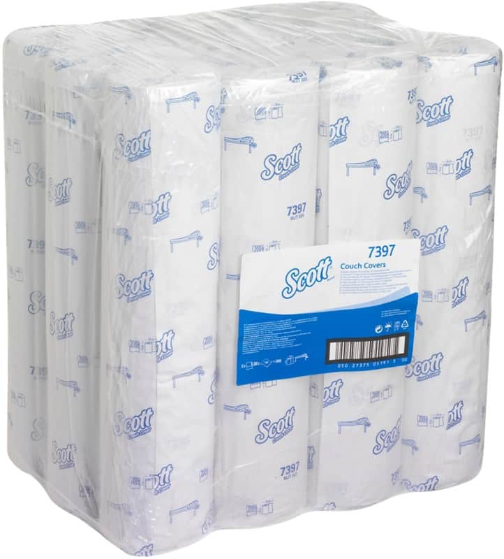 Scott Mainline  Couch Cover White 1 Ply 7397 200 Sheets Pack of 12