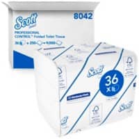 Scott Toilet Paper Control 8042 2 Ply White 250 Sheets Pack of 36
