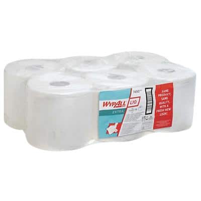 WYPALL Wiping Paper L10 1-ply Central Extraction White 6 Rolls of 630 Sheets