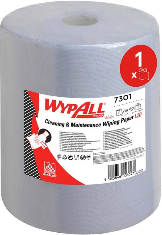 WYPALL L20 General Clean  Wiping Paper Rolled Blue 2 Ply 0.265 m 7301 500 Sheets