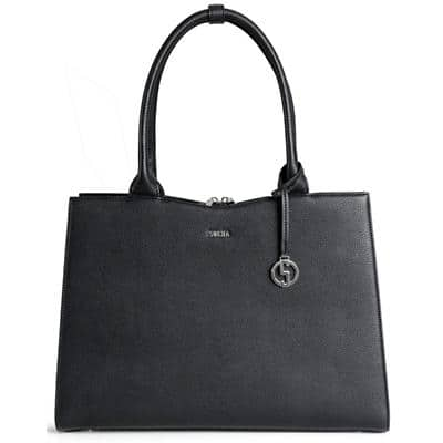 SOCHA Ladies Laptop Bag Straight Line Black 15.6 Inch Synthetic Leather Black 42 x 13 x 31.5 cm