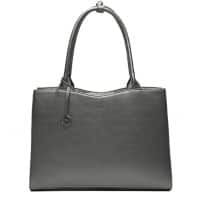 SOCHA Ladies Laptop Bag Straight Line Grey 15.6 Inch Synthetic Leather Silver, Grey 42 x 13 x 31.5 cm