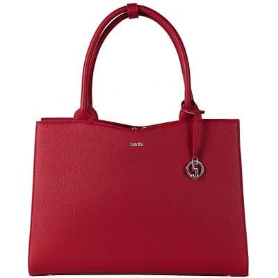 SOCHA Ladies Laptop Bag Straight Line Red 15.6 Inch Synthetic Leather Red 42 x 13 x 31.5 cm