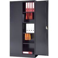 Realspace Regular Door Cupboard with Lockable 4 Shelves Steel 920 x 420 x 1950 mm Black