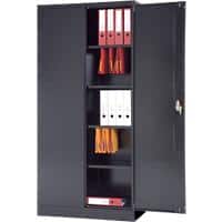 Realspace Regular Door Cupboard with Lockable 4 Shelves Steel 920 x 420 x 1950 mm Black