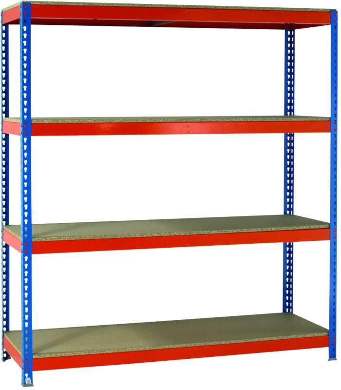 SLINGSBY Shelving Unit 4 Shelves Chipboard, Steel 1,500 x 450 x 2,000 mm Blue, Orange