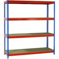 SLINGSBY Shelving Unit 4 Shelves Chipboard, Steel 1,500 x 450 x 2,000 mm Blue, Orange