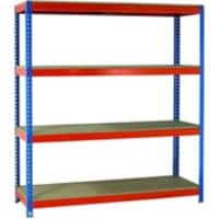 SLINGSBY Shelving Unit 4 Shelves Chipboard, Steel 2,400 x 900 x 2,500 mm Blue, Orange