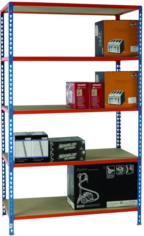 SLINGSBY Chipboard, Steel Shelving Unit 1,200 x 500 x 2,000 mm Blue, Orange