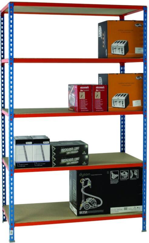 SLINGSBY Chipboard, Steel Shelving Unit 1,200 x 600 x 2,000 mm Blue, Orange