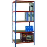 SLINGSBY Chipboard, Steel Shelving Unit 900 x 300 x 2,000 mm Blue, Orange