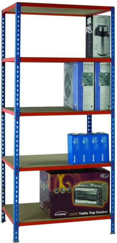 SLINGSBY Chipboard, Steel Shelving Unit 900 x 400 x 2,000 mm Blue, Orange