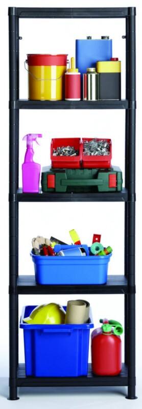 SLINGSBY Plastic Shelving Unit 300 x 600 x 1,840 mm Black