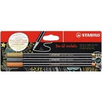 STABILO Pen 68 Metallic Felt Tip Pen 1.4 mm Assorted Pack of 3