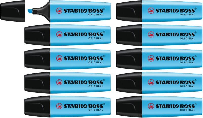 STABILO BOSS ORIGINAL 70/31 Highlighter Blue Medium Chisel 2 - 5 mm Refillable Pack of 10