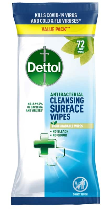 Dettol antibacterical cleansing surface wipes original 72 sheets