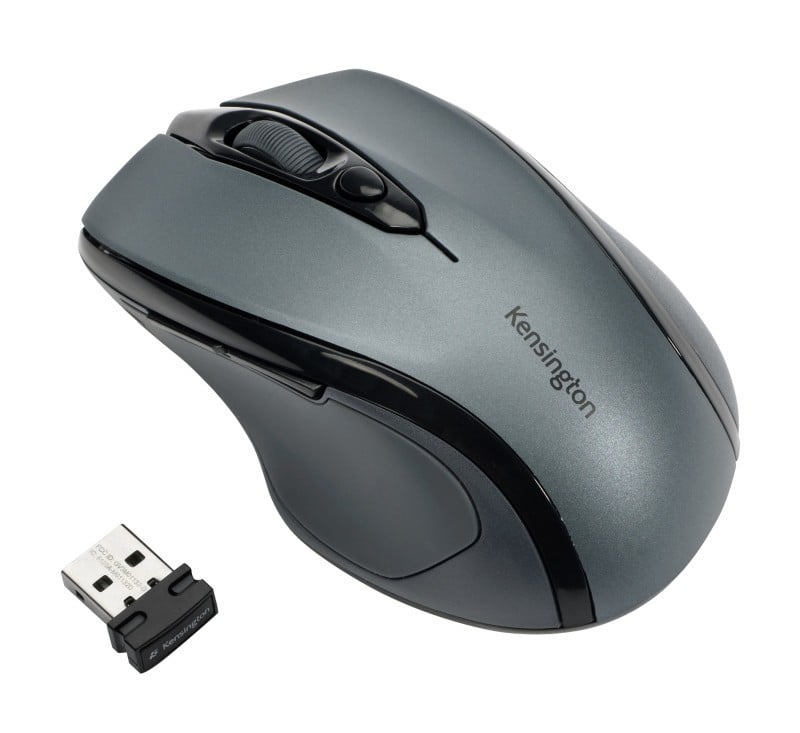 Kensington Pro Fit Wireless Ergonomic Mid-Size Mouse K72423WW Optical For Right-Handed Users USB-A Nano Receiver Grey