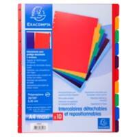 Exacompta Blank Dividers A4+ Assorted Multicolour 10 Part PP (Polypropylene) 86003E Pack of 10