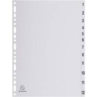 Exacompta Polypropylene Indices 1912E A4 12 Part (1-12) Grey Pack of 20