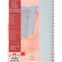 Exacompta A - Z Dividers A4 Grey 20 Part Polypropylene 1720E Pack of 10