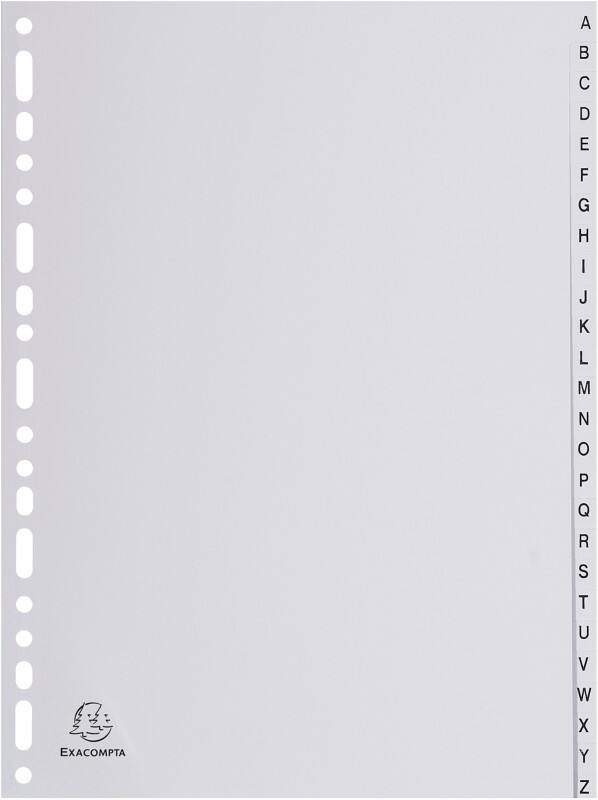 Exacompta Polypropylene Indices 1726E A4 26 Part (A-Z) Grey Pack of 20