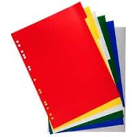 Exacompta Blank Dividers A4+ Assorted Multicolour 6 Part PP (Polypropylene) 15 Holes 83H Pack of 100