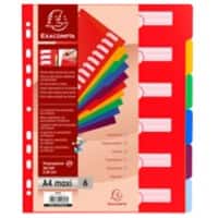 Exacompta Blank Dividers A4+ Assorted Multicolour 6 Part PP (Polypropylene) 11 Holes 4806E Pack of 25