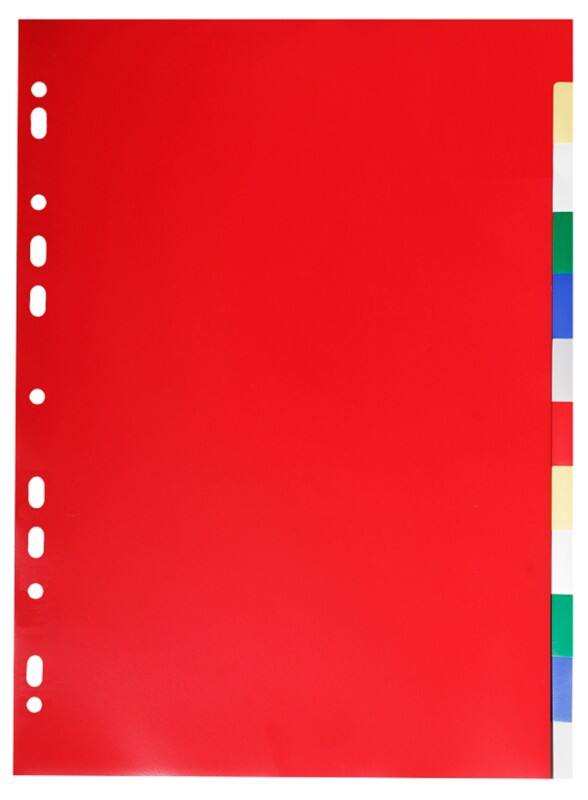 Exacompta Blank Dividers A4 Assorted Multicolour 12 Part PP (Polypropylene) 11 Holes 3012E Pack of 50