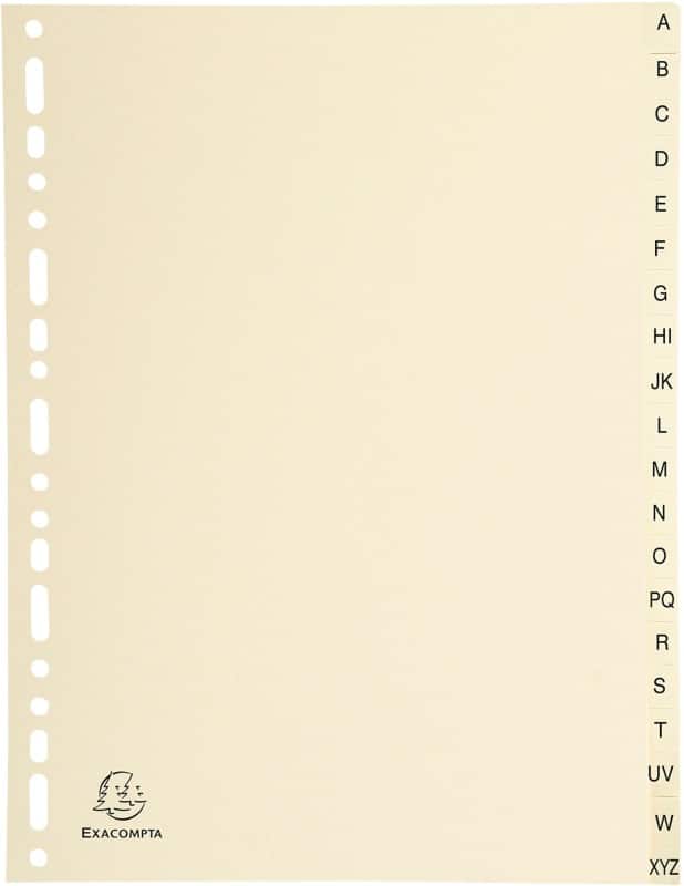Exacompta Indices 1120E A4 155 gsm Ivory Card 20 Part (A-Z) Pack of 10