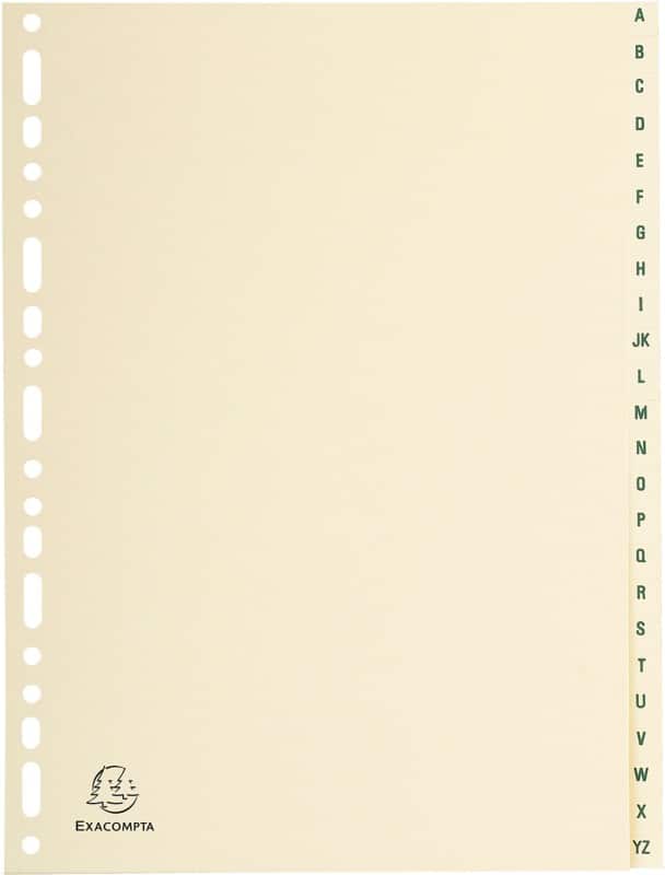 Exacompta Indices 1124E A4 155 gsm Ivory Card 24 Part (A - Z) Pack of 10