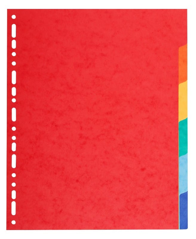 Exacompta Dividers 2106E A4+ Assorted 6 Part 220 gsm Recycled Board Pack of 50