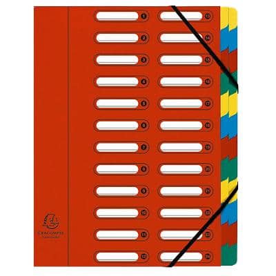 Exacompta Multipart File 55245E A4 Red Coated Card 24 x 32 cm Pack of 4
