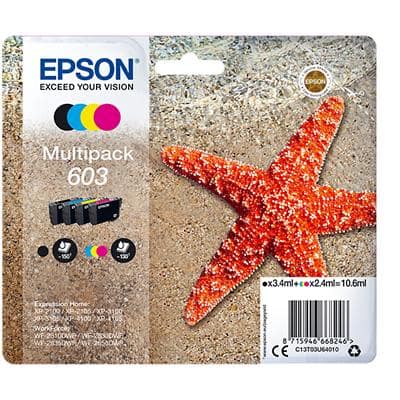 Epson 603 Original Ink Cartridge C13T03U64010 Black,Cyan,Magenta,Yellow Pack of 4 Multipack