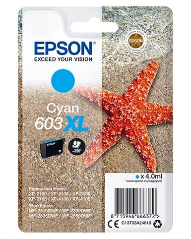 Epson 603XL Original Ink Cartridge C13T03A24010 Cyan