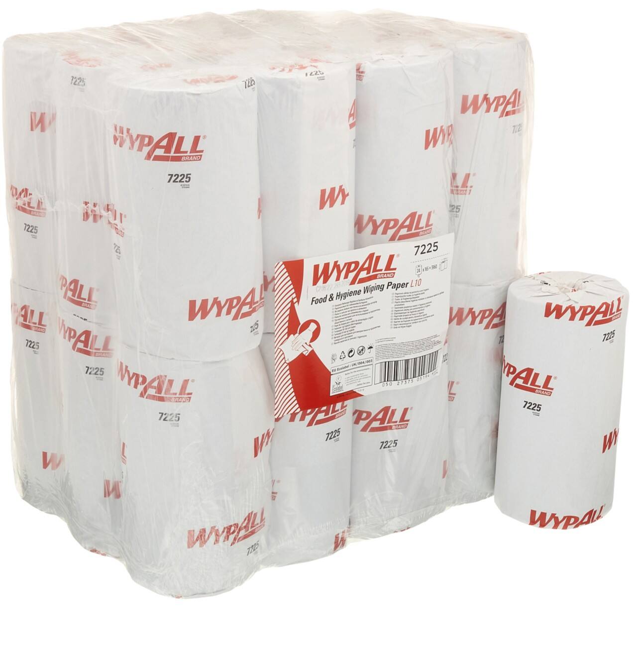 WYPALL Food & Hygiene Wiping Paper L10 1 Ply Compact Roll 7225 Blue 24 Rolls of 165 Sheets
