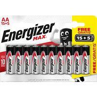 Energizer AA Alkaline Batteries Max LR6 1.5V Pack of 20
