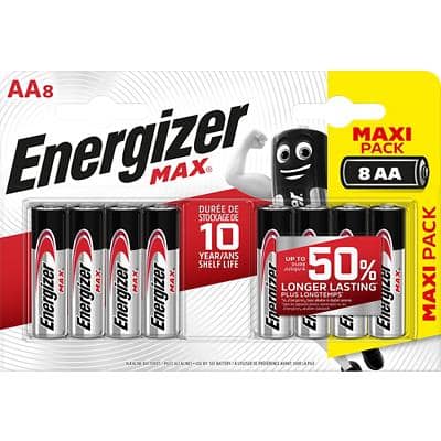 Energizer Alkaline Batteries Max LR6 AA 2850 mAh 1.5 V Pack of 8