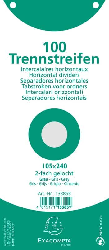 Exacompta Dividers Special format Grey Cardboard 2 Holes 13385B Pack of 1200